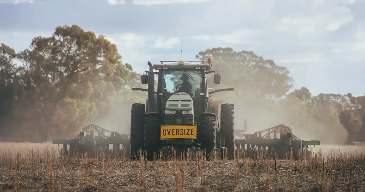 air seeder planting in field