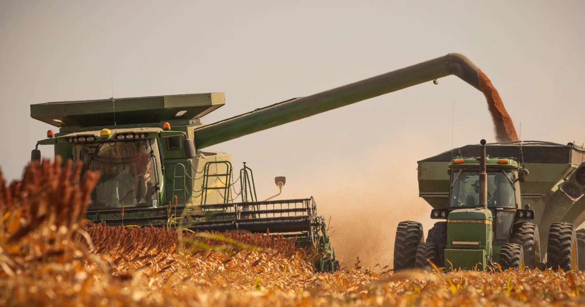 combine harvesting field