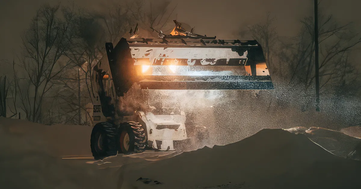 skid-steer equipped with Jenkins snow pusher