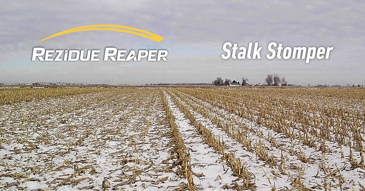 side by side comparison of field with and without using Rezidue Reaper
